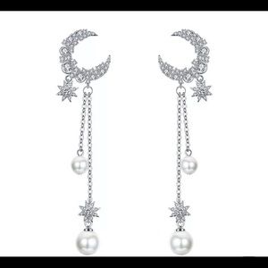 Moon & Stars Diamond Dangle Earrings